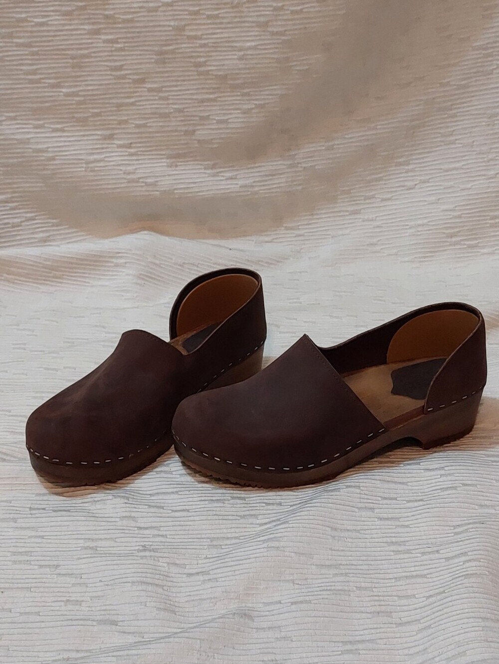 Sandgrens Brown Leather Wooden Clog EU Size 40